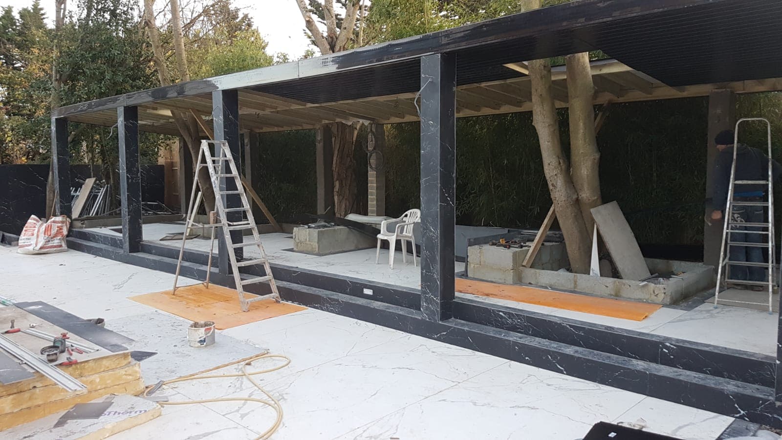 Luxury Outdoor Living Area & Large-Format Porcelain Flooring Installation cover